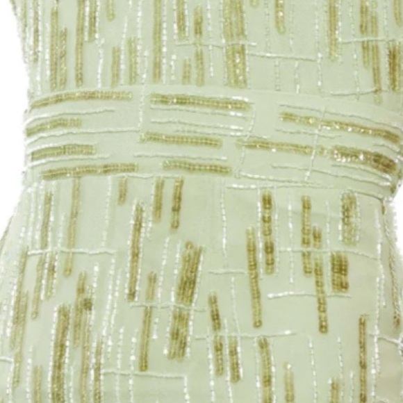 MAC DUGGAL Dress Size 14 Cocktail Gown Sequin Green Beaded Midi Sage Green NEW - Picture 7 of 15